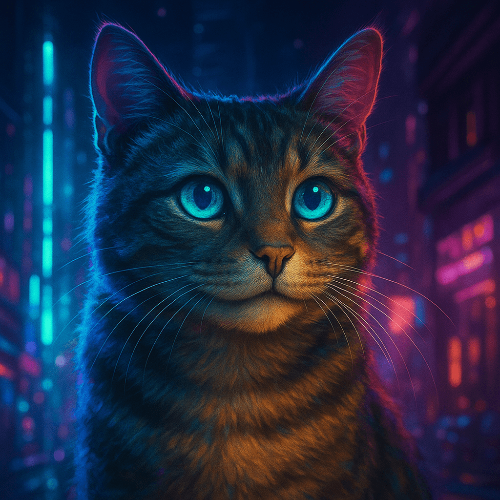 Cyberpunk style pet portrait
